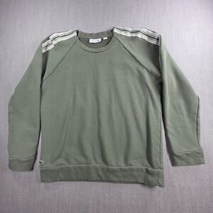 Lacoste Sweatshirt Womens 40 Olive Green Striped Shoulder Raglan Logo